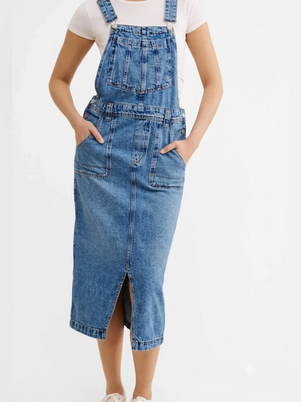 FREE PEOPLE WE THE FREE BARDOT DENIM SKIRTALL DRESS SIZE MEDIUM